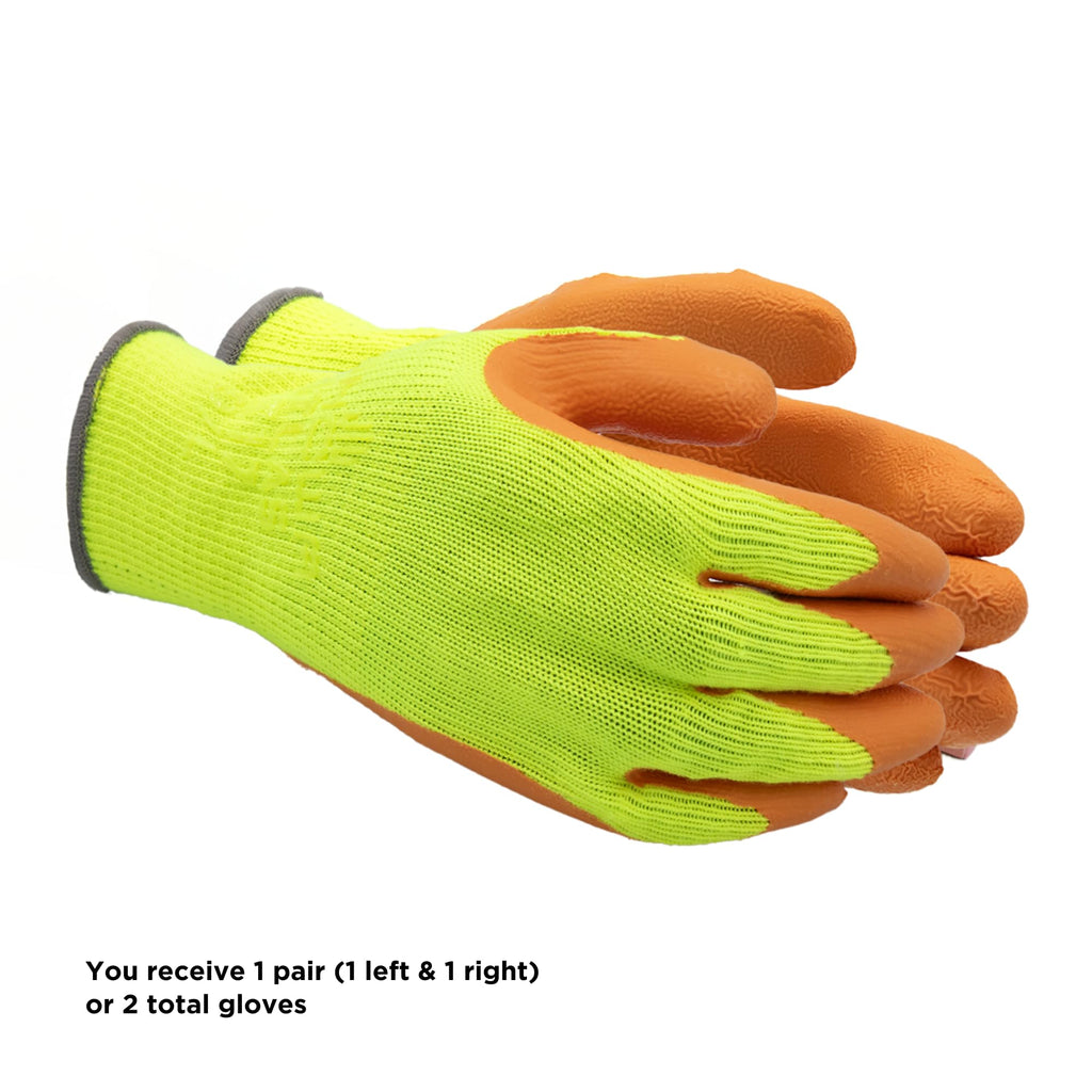 SHOWA Atlas 317 Original 1994 Crinkle Grip Work Gloves, Natural Latex Palm, Heavy Duty 10-Gauge for Construction, Landscaping, Gardening, & Masonry, Hi-Vis Yellow, Medium, 1-Pair