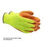 SHOWA Atlas 317 Original 1994 Crinkle Grip Work Gloves, Natural Latex Palm, Heavy Duty 10-Gauge for Construction, Landscaping, Gardening, & Masonry, Hi-Vis Yellow, Medium, 1-Pair