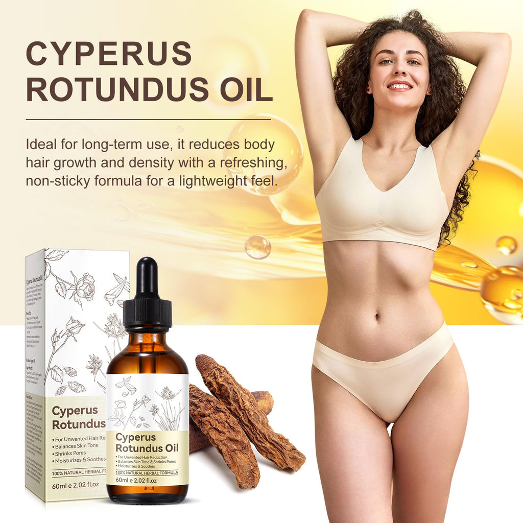Premium Cyperus Rotundus Oil 2PCS - Reducing Body Hair Growth | 100% Pure Cyperus Rotundus Essential Oil for Smooth Skin & Hair Removal, 60ml