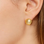 Matte Dome Stud Earrings for Women, Half Ball Button Earrings (Gold)