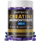 Nutravita Creatine Monohydrate Gummies for Men & Women-5g of Creatine Monohydrate per Serving - Sugar Free,Vegan, Grapes Flavor, 120 Count