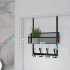 Kaiferty Over The Door Hooks Organizer, Coat Rack Over The Door Storage Hanger Towel Rack, Back of Door Storage Organizer for Bathroom,Bedroom,Kitchen,Office (Black, 2-Tier)