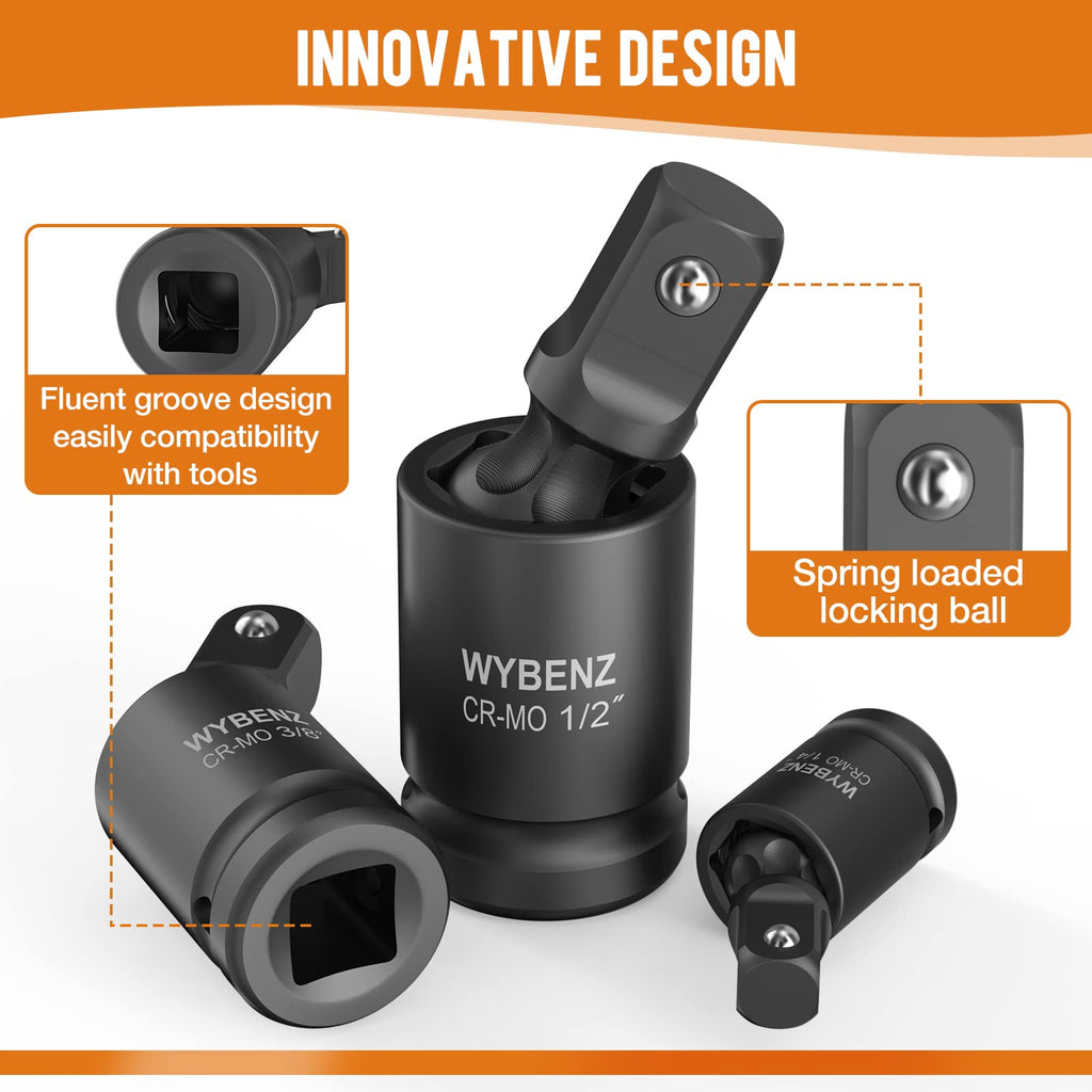 11PCS Impact Socket Adapter and Reducer Set, 1/4" 1/2" 3/8" 3/4" Impact Adapter Set & Universal Joint Impact Swivel Socket Set, Wobble Drive Socket Set with Storage Case
