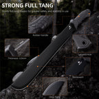 REAT Machete Heavy Duty with Sheath,24-inch Full Tang 420 Stainless Steel Blade,Non-silp Rubber Handle for Yard Work, Cutting Trees,Camping,Outdoor (Black)