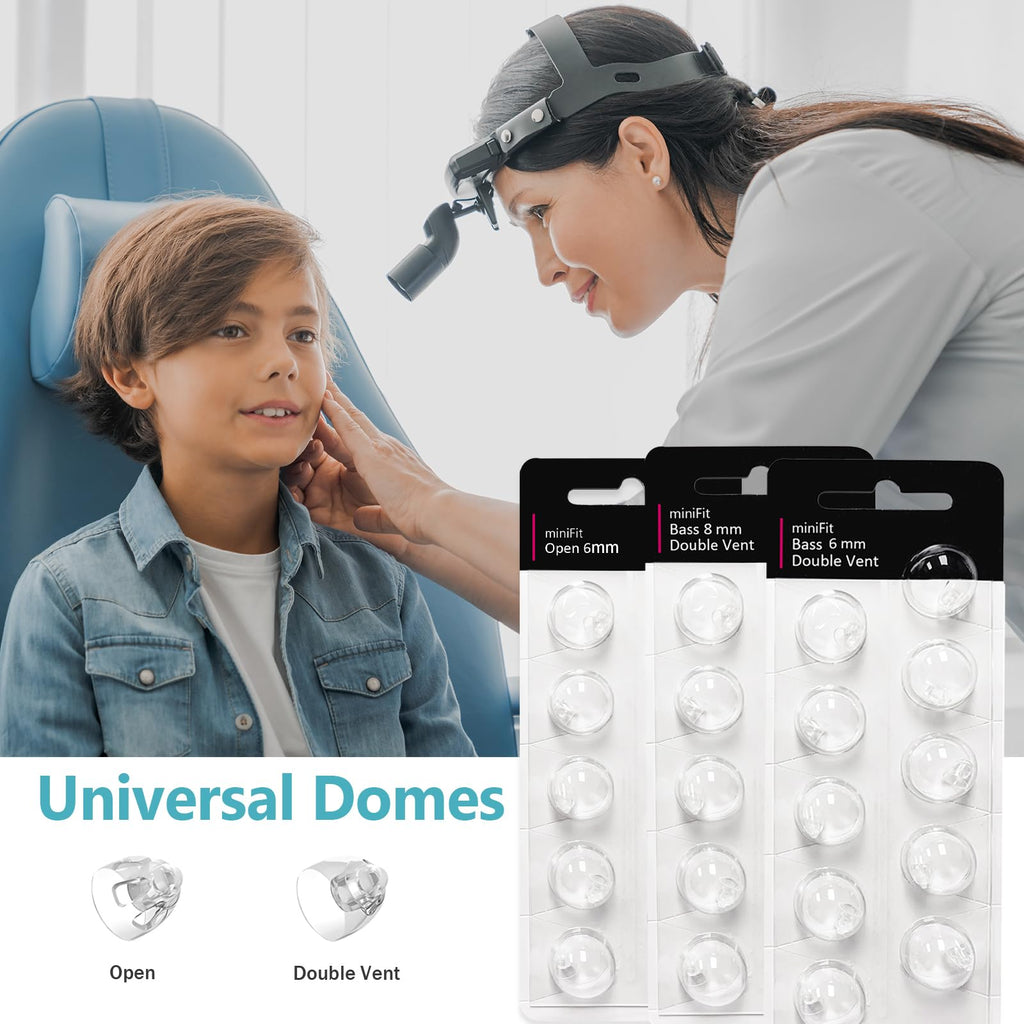 (Open Vent 6mm) Hearing Aid Domes for Oticon Minifit, Oticon Ear Caps Replacements Parts Accessories Domes for Oticon Hearing Aid Supplies Cleaning Kits(30 Pcs)