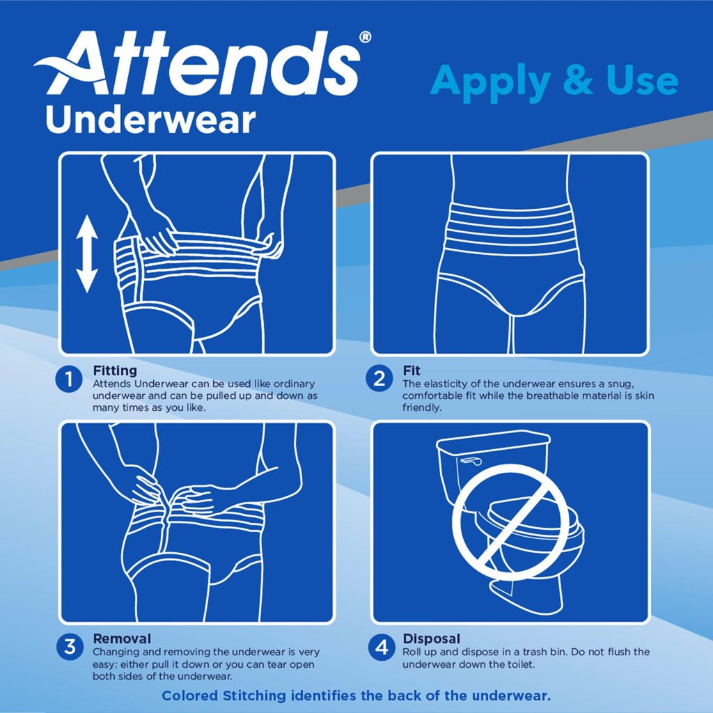 Attends Bariatric Adult Incontinence Underwear, 3X-Large (74-92"), [10 Count] - Overnight Absorbency for Men and Women, Disposable Pull-On Diapers with Tear-Away Sides, AU60