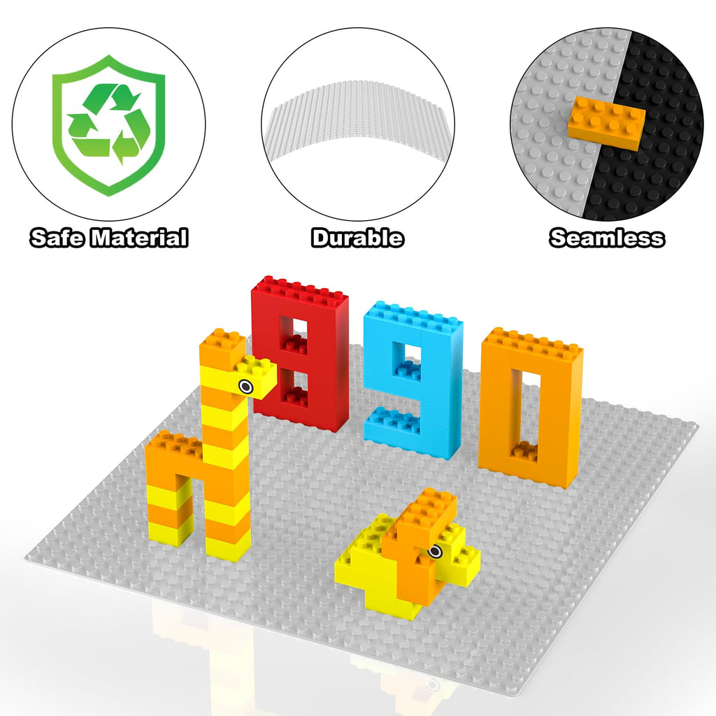 Pokiiulk Classic Baseplates, Peel and Stick Base Plates for Building Bricks, Compatible with Major Brands, Self-Adhersive Base for Bricks 10" x 10", 6 Pack Grey…