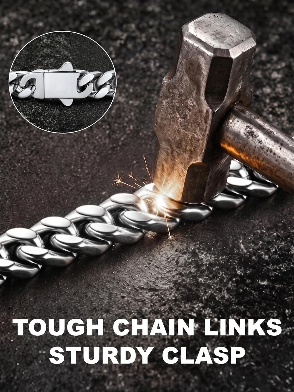 U7 Silver Bracelet for Men Stainless Steel Cuban Link Bracelets 5mm 7.5"