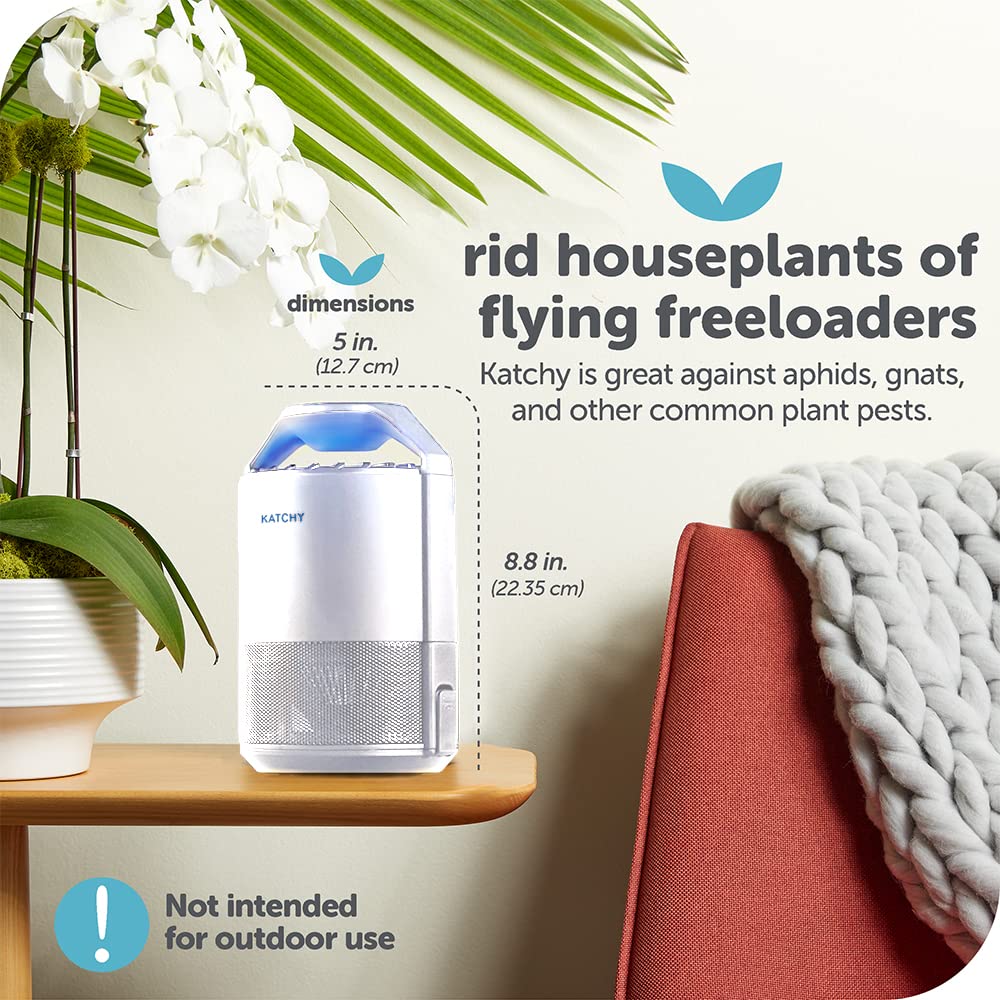 KATCHY Indoor Insect and Flying Bugs Trap Fruit Fly Gnat Mosquito Killer with UV Light Fan Sticky Glue Boards No Zapper White