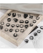 Black Gothic Vintage Rings Set - 20-30 PCS Cool Punk Snake Claw Rings Set, Y2K Snake Claw Rings, Open Butterfly Star Stacking Ring Jewelry, Gift for Men Women (Black 2)