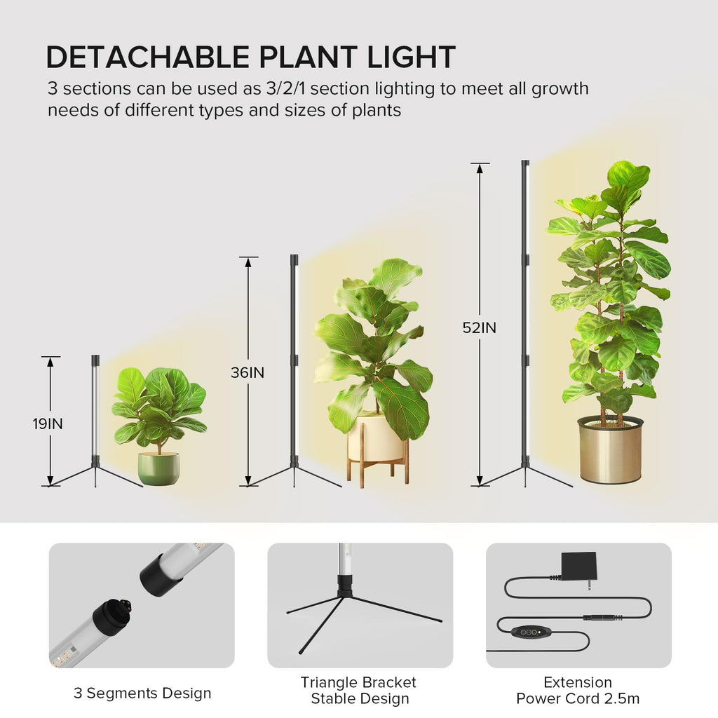 SANSI T10 Standing Grow Lights for Indoor Plants, Vertical Grow Light 4.3FT