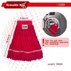 KLHB-YF Heavy Duty Commercial String Mop Heads, 3 Pack Cotton Red Mop Head Replacement, Machine Washable Industrial Mop Head Refills for Janitorial, Restaurant, Warehouse & Office Floor Cleaning