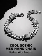 Bestyle Stainless Steel Barbed Wire Bracelets 9mm Thick Heavy Men Hand Chain Unisex Silver Cuban Chain Bracelet Punk Gothic Bracelets for Men Women