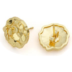 14k Gold Round Rough Textured Cookie Nugget Stud Earrings For Men/Women Unisex (XXXL(18mm))