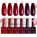 CANNI Dark Red Gel Nail Polish Set, 6Pcs 9ml Burgundy Gel Polish Kit