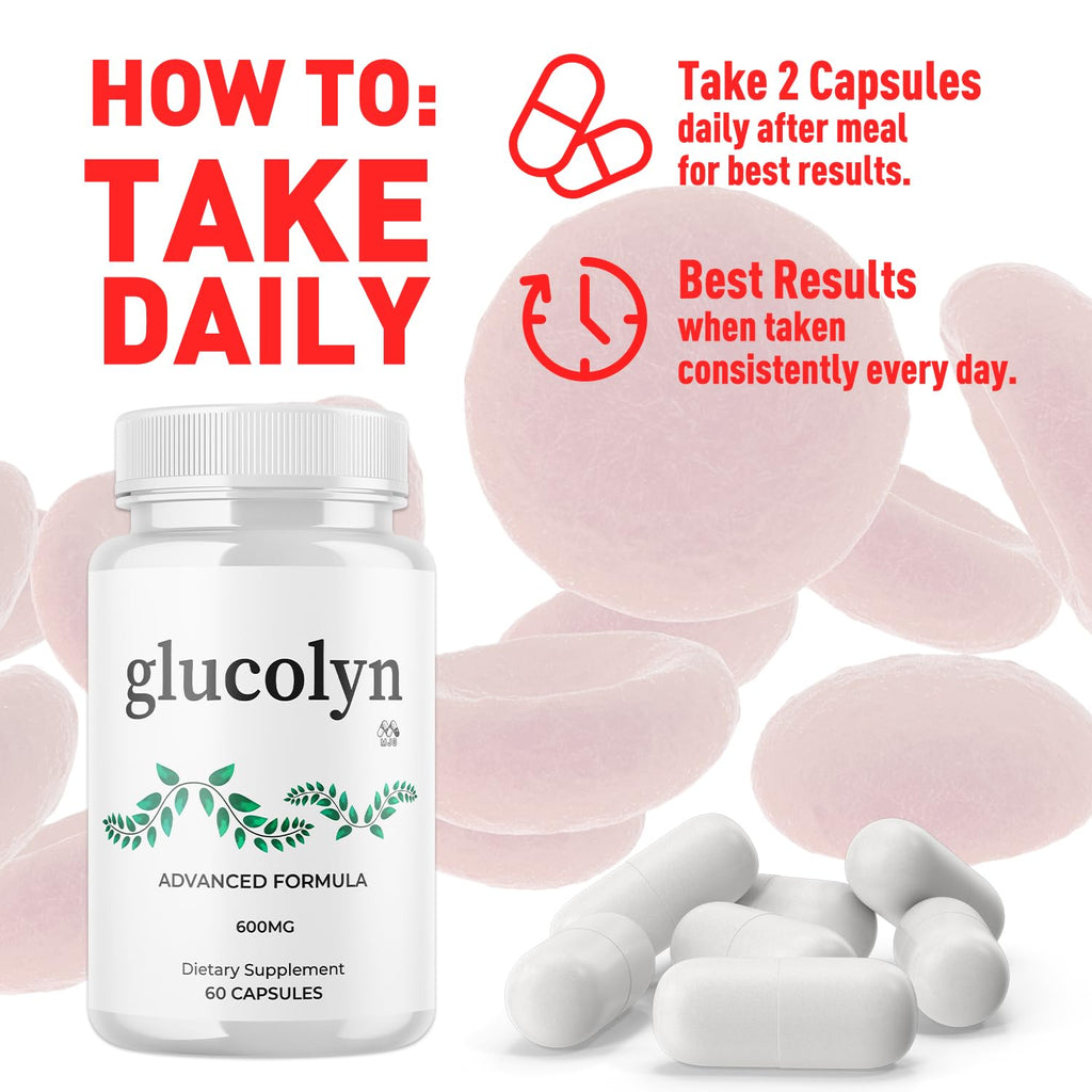 Glucolyn Capsules, Official Glucolyn Pills with All Natural Ingredients, Advanced Glucolyn Overall Health and Wellness Vitamin Support Supplement with Max Strength Multivitamins Support (60 Capsules)