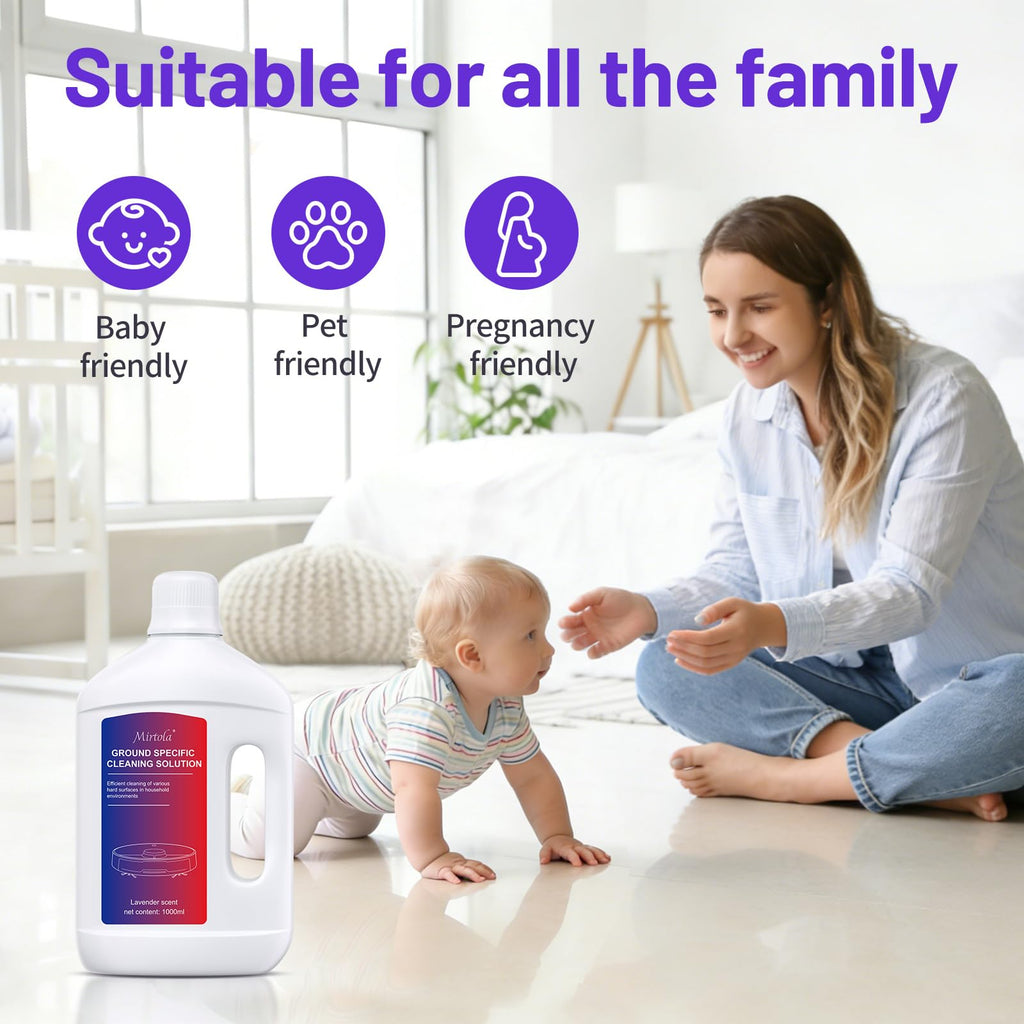 Mirtola Multi-Surface Floor Cleaning Solution Compatible with Dreame Cleaning Solution, Lavender Scent, Deep Clean, Suitable for All Mopping Robot Vacuums and Cordless Wet/Dry Mops (1000 ml)