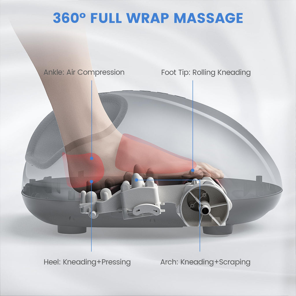 Breo Foot Massager Machine with Heat, Deep Kneading, Air Compression, Rolling Massage for Tired Feet and Plantar Fasciitis, Fits up to EU Feet Size 46