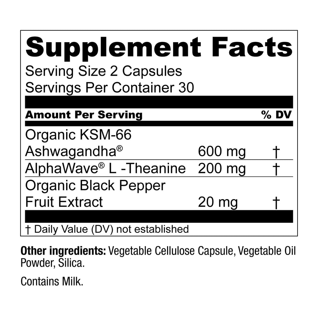 Live Conscious KSM-66 Ashwagandha Supplement w/L Theanine & AlphaWave - ZenWell Everyday Stress Relief, Cognitive, Brain Health - Ashwagandha for Men & Women - 60 Capsules (2-Pack)