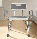 Bluelog Shower Chair for Inside Shower with Arms and Back, 500lbs Capacity Height Adjustable Shower Seat with Thickened Frame for Seniors, Elderly and Disabled