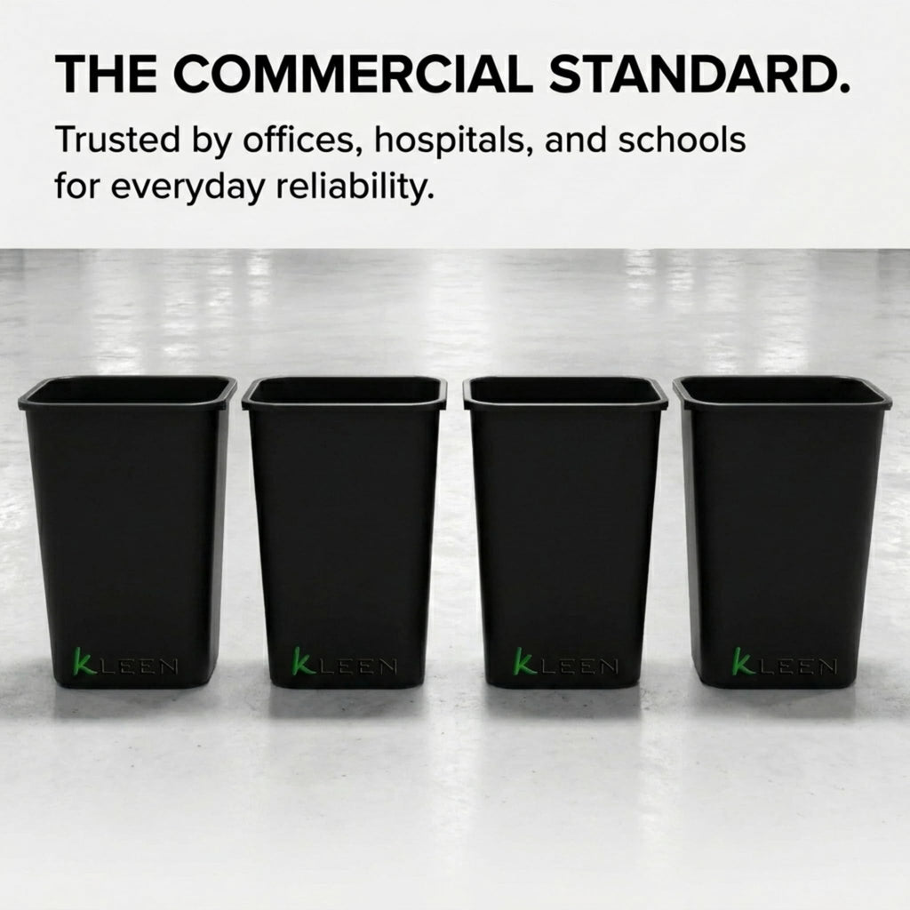 Kleen Commercial Soft-Sided Wastebasket 41qt, 20" x 16" x 11.6", Black Plastic (2 Pack)