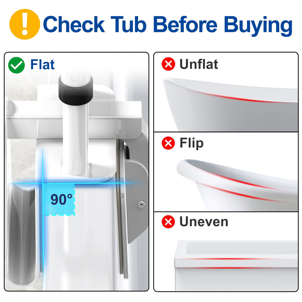 Adjustable Bathtub Safety Rail with Double Grip, 14–18 Inch Height Shower Grab Bar for Seniors, Elderly & Disabled, Non-Slip Tub Side Bar Clamp for Bathroom Support