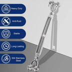 hannger 2 Pack Turnbuckle, 5/16 (M8) 304 Stainless Steel Turnbuckle for Cables Wire, 2100 lbs Working Load Limit, Jaw and Jaw Turnbuckles for Wire Tensioner, Shade Sail, Clothesline, Lights String