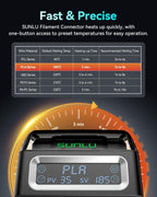 SUNLU Official Filament Connector, Fast Heating Filament Splicer for 3D Printer Filament 1.75mm, Up to 240°C, Compatible with PLA PETG TPU ABS PA Nylon, Easy to Use, Pack with 200PCS PTFE Sleeve