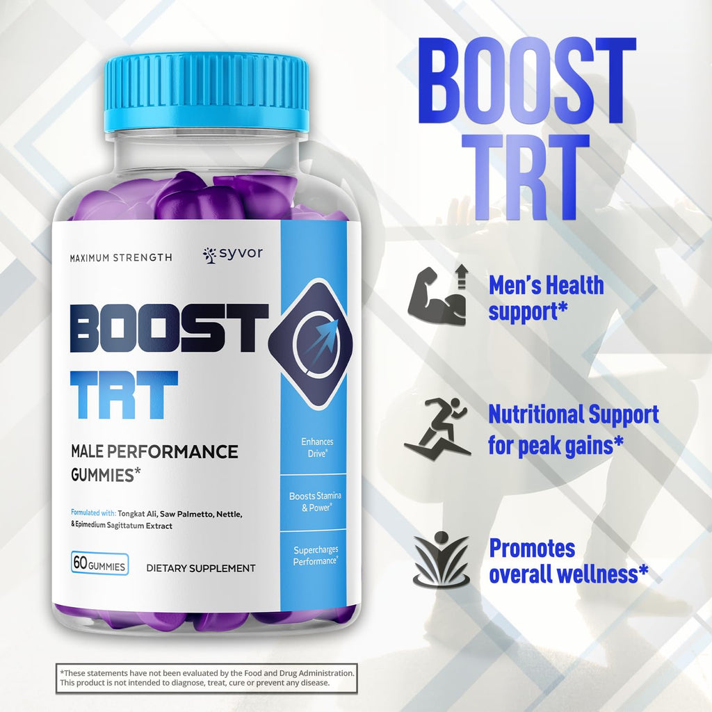 Boost TRT Gummies for Men, Official Boost TRT Male Performance Gummys with Natural Ingredients, Advanced BoostTRT Men's Gummy Supplement with Maximum Strength Premium Vitamins (60 Gummies)