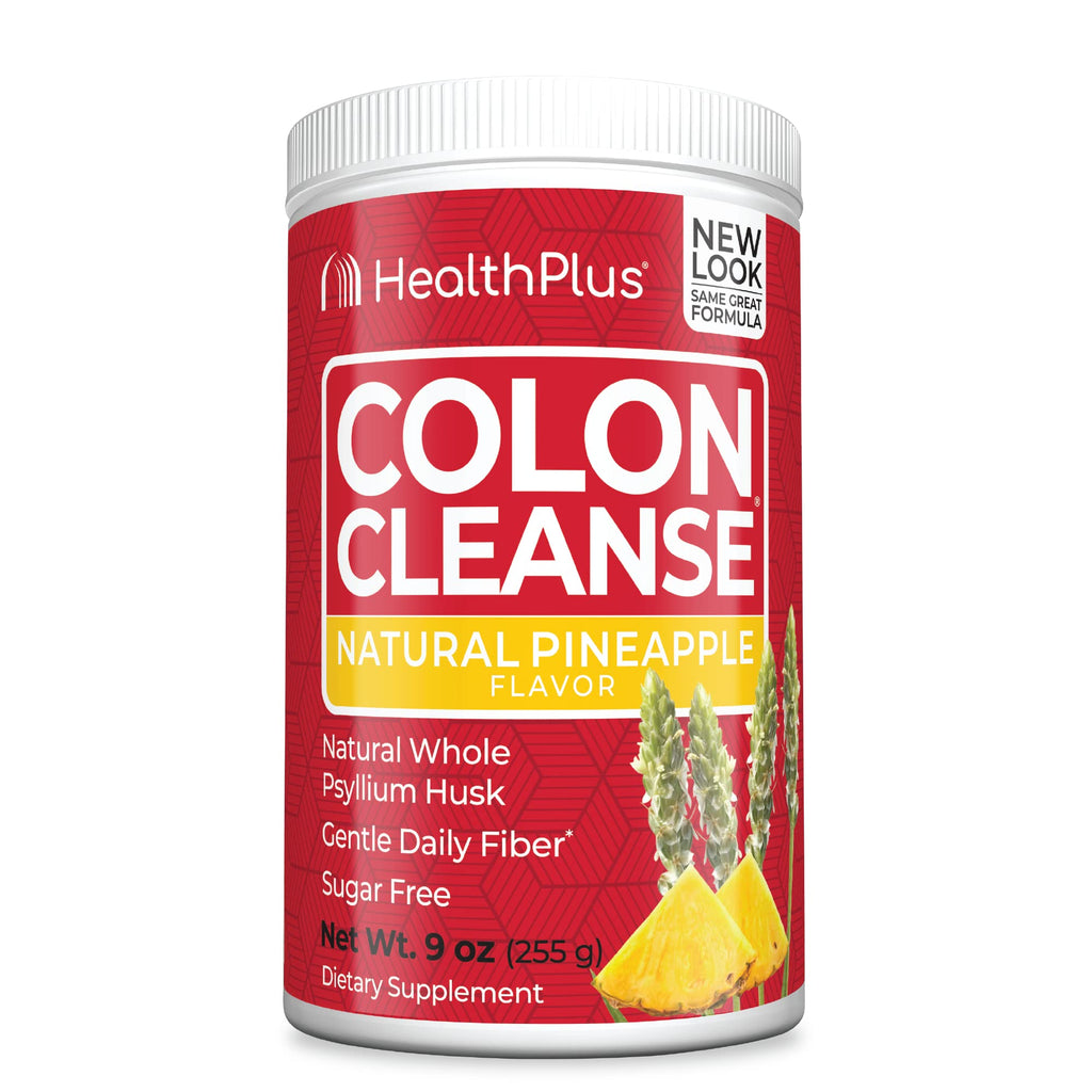 Health Plus Colon Cleanse Digestive Support | No Artificial Flavors | Daily Fiber for Toxin Elimination to Reduce Bloating | Psyllium Husk | Pineapple Flavor | 9 Ounces, 36 Servings