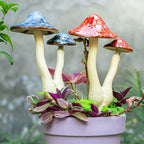 Mushroom Yard Decor - 2pcs Ceramic Mushroom Statue for Garden, Fairy Garden Stakes Ceramic Lawn Ornament Decor Plants Stake
