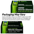 Inspire Black Nitrile Gloves HEAVY DUTY 6 Mil Nitrile Chemical Resistant Medical Cooking Cleaning Disposable Black Gloves
