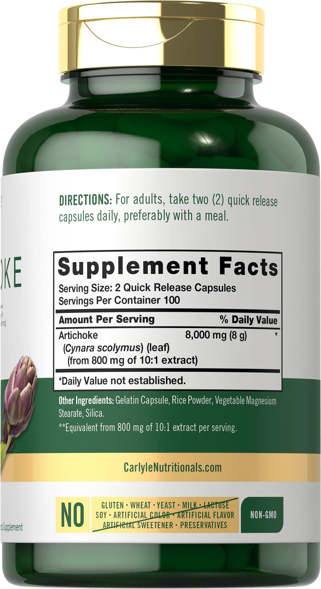 Carlyle Artichoke Extract Capsules | 200 Count | Non-GMO, Gluten Free Supplement