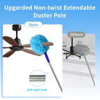 Tiumso Ceiling Fan Cleaner Dusters for Cleaning 6-in-1 Kit, Cobweb Duster with Extension Pole, 100 Inches High Ceiling Fan Blade Cleaners with 5 Reuseable Dusting Heads for Windows and Blinds- Blue