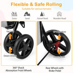 Giantex Double Pet Stroller with 2 Detachable Carrier Bags, Safety Belt, 4 Lockable Wheels, Folding Cat & Dog Stroller for Small Medium Pets, Cats Dogs Puppy Travel Strolling Cart (Gray)