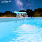 NICENICY Pool Waterfall with 7-Color LED Lights, Swimming Pool Waterfall Fountain for Above Ground Pools, Smooth Flowing Waterfall with Light for Relaxation, Fits 1.2" to 4.7" Above-ground Pool Frames