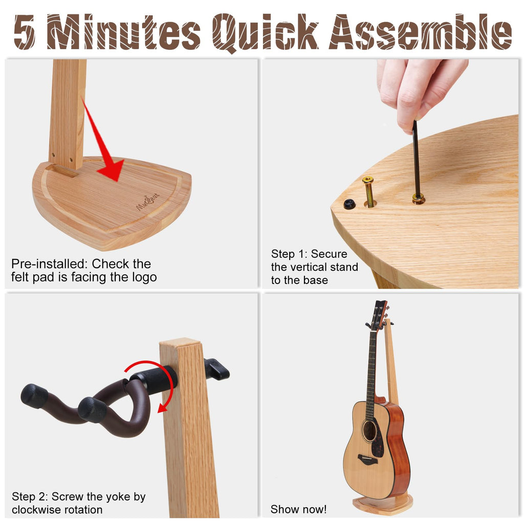 Musbeat Guitar Stand, Acoustic Guitar Stand, Red Oak Wooden Guitar Stand, Floor Guitar Stand for Acoustic Guitar, Mandolin, Wood Guitar Stand for Home, Living Room Decoration, Guitar Gifts for Men
