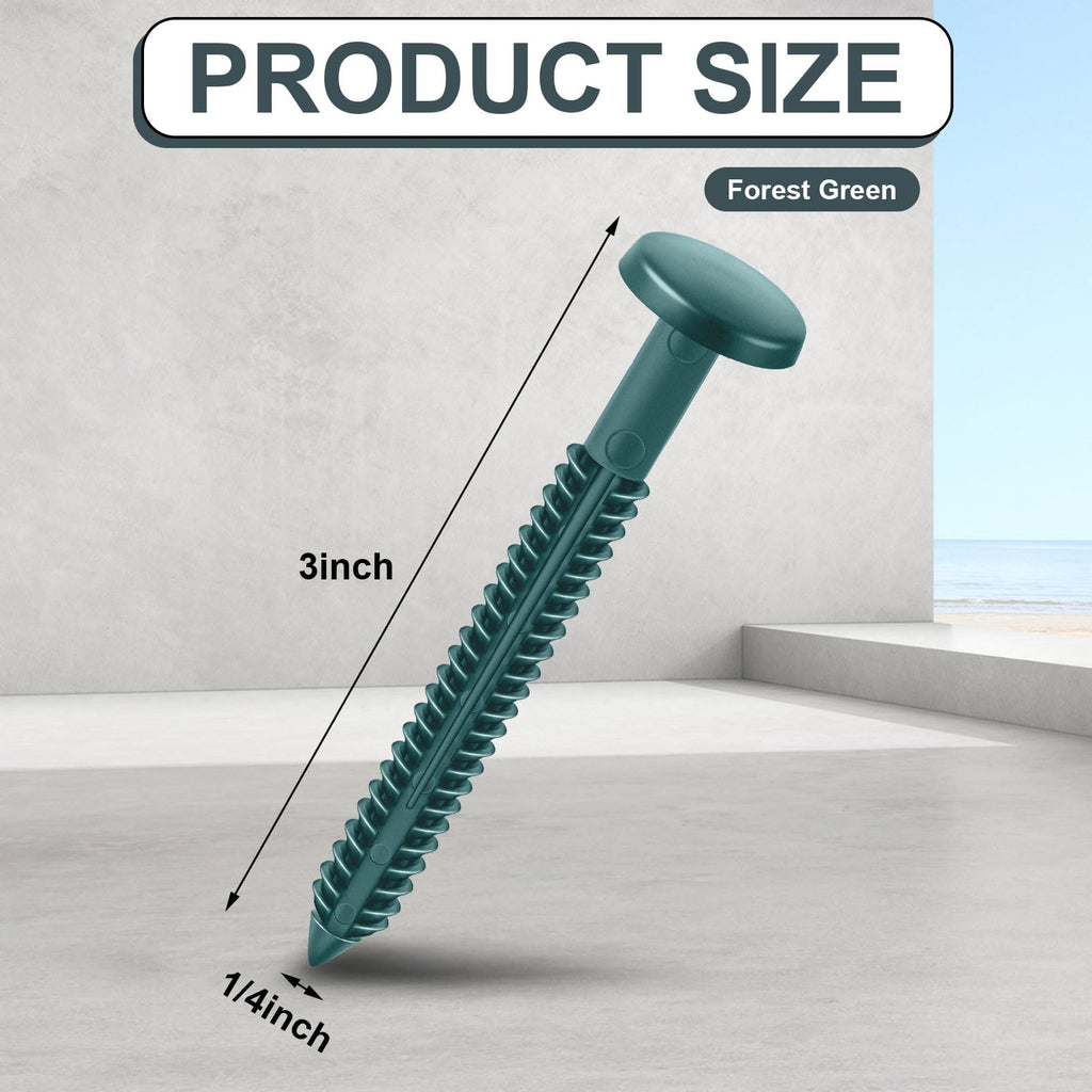 Blulu 36 Pcs 3 Inch Vinyl Shutter Fastener Window Panel Peg Lok Pin Pegs Screws Shutter Spikes Anchor (Forest Green)