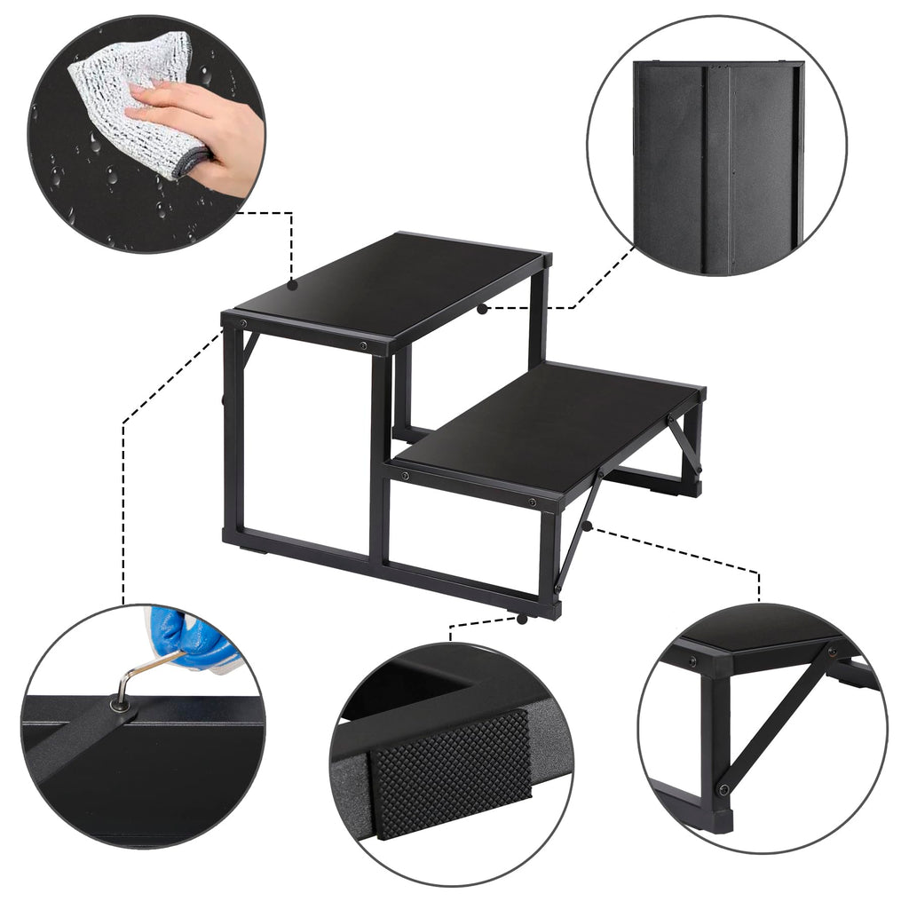 Talustool Hot Tub Step 500LBS Capacity Spa Side Step 2-Step Stairs Edge Spa Step 24” Outdoor RV Step Ladder Support Step Stool Pool Ladder Heavy Duty Steel Pedal