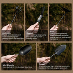 ROYTOA Garden Tool Set, 5PCS Gardening Tools, Stainless Steel Heavy Duty Hand Cultivator, Hoes, Shovel, Trowel and Weeder with Ergonomic Walnut Handle, Gardening Gifts for Women