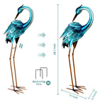 chisheen Crane Garden Statues, Metal Garden Crane Outdoor, Blue Heron Sculpture Metal Yard Art, Large Heron Decoy, Bird Statues, Lawn Ornaments for Backyard Pond Patio Porch Outside Decorations