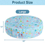 Docuwee Round Pool Cover 63"(5 Ft), Foldable Kiddie Solar Cover Fit Dog Swimming Pool, Pets Kids Bath Tub, Anti-UV Dustproof Safety Pool Cover with Cute Ocean Animals Pattern