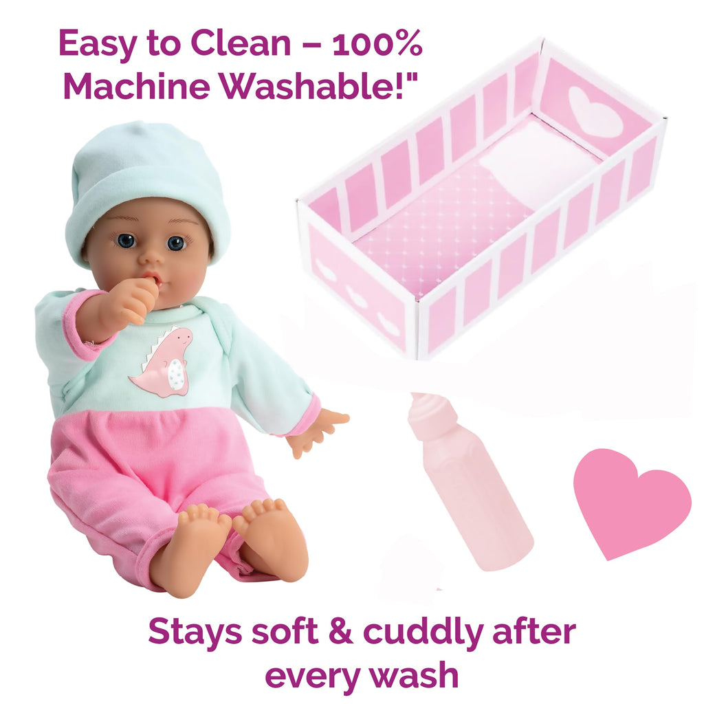 Adora Sweet Baby - 11” Soft & Cuddly Baby Doll, Realistic Features, Gentle Scent, Machine Washable, Lightweight & Easy to Hold | Adorable Playmate (Girl Dino)
