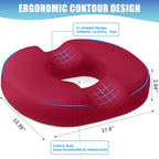 BlissTrends Donut Pillow Seat Cushion,Donut Chair Cushions for Postpartum Pregnancy & Hemorrhoids,Tailbone Pain Relief Cushion,Memory Foam Lifting Cushions for Office&Home Chairs (Red)