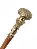 EXNOT Vintage Brass Handle Victorian Telescope Fold able Wooden Walking Stick Walking Cane Ideal Gift