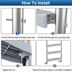 Goovilla Pool Ladder Steps Replacement, (3-Pack) 18" Universal Heavy-Duty Molded Plastic Swimming Pool Ladder Rung Step with 6 PCS Stainless Steel Bolts for Inground and Above Ground Pools, Grey