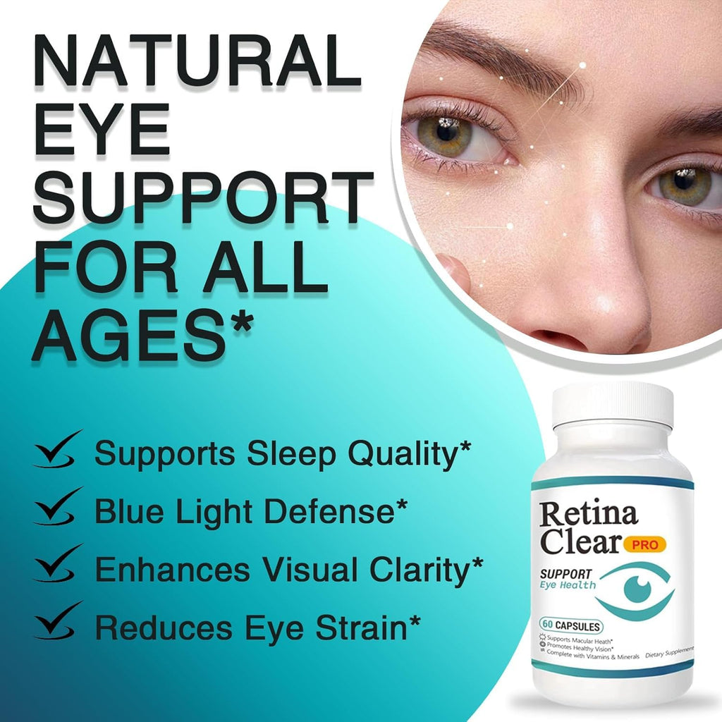 Retina Clear Pro Eye Supplement - Retina Clear for Eyes Capsules - Maximum Strength, Advanced Formula All Natural Visual Wellness, Eye Fatigue Relief & Focus（3PCS