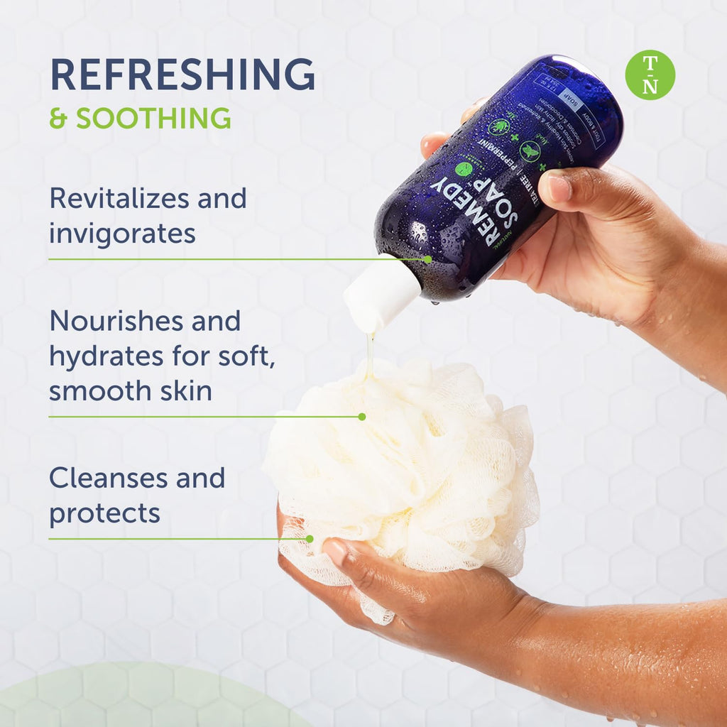 Truremedy Naturals 12oz Tea Tree Oil Body Wash - Pack of 2 - Tea Tree Soap with Aloe and Peppermint Oil - Moisturizing Foot Wash - Suitable for All Skin Types