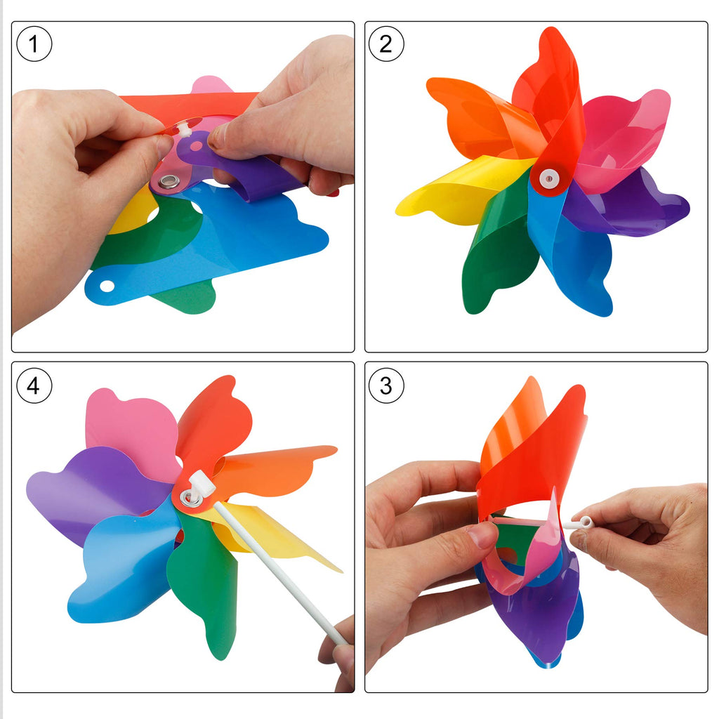 24 Pack Mixed Color Pinwheels Toy Wind Spinners for Kids