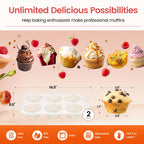 Fimary Silicone Jumbo Muffin Pan with Metal Frame, Non Stick Food Grade Silicone Large Muffin Pan Set of 2, with Handles 6 Cup,BPA-Free and Dishwasher Safe, Jumbo Cupcake Pans